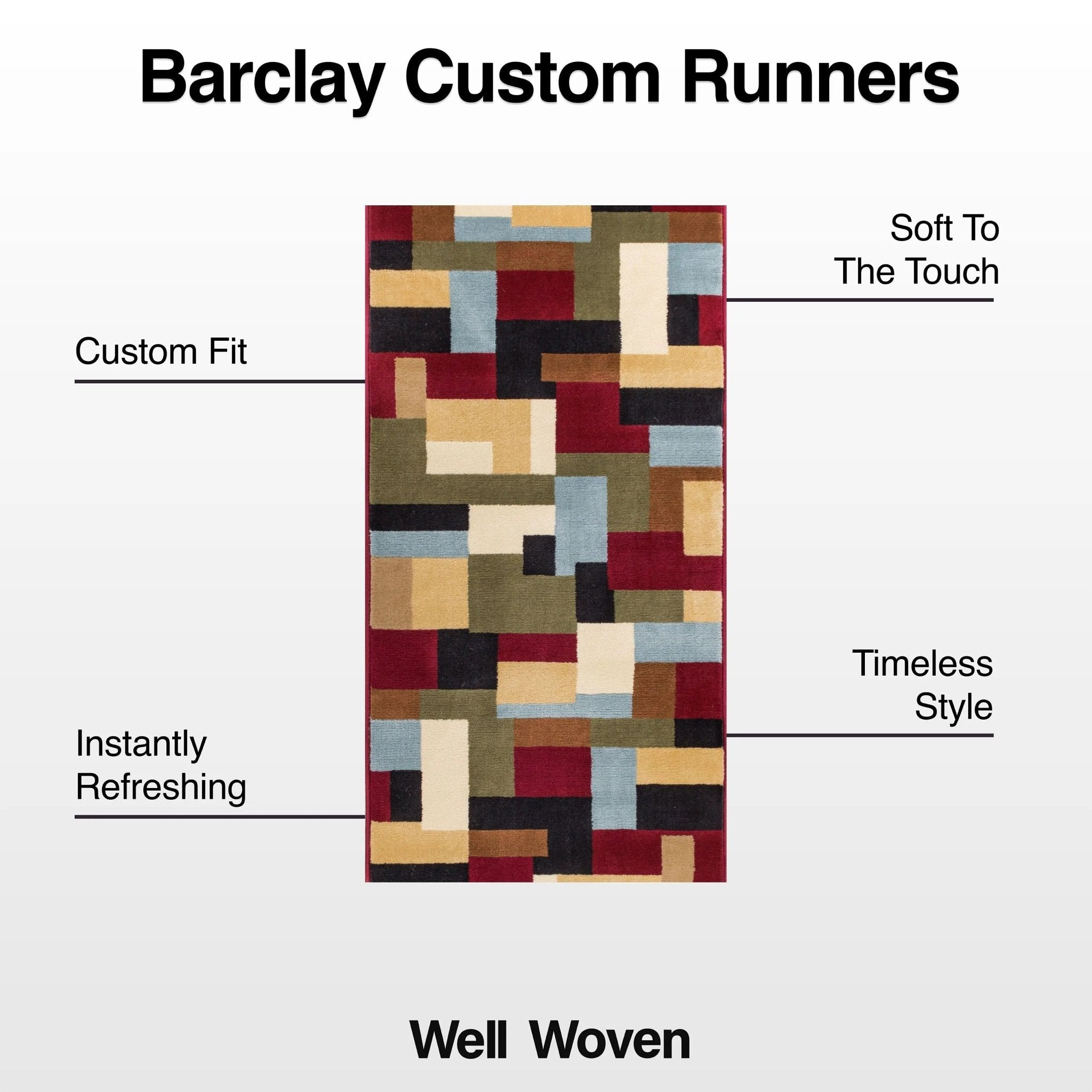 River Custom Size Runner Modern Red 27 Inch Wide x Choose Your Length Hallway Runner Rug Well Woven