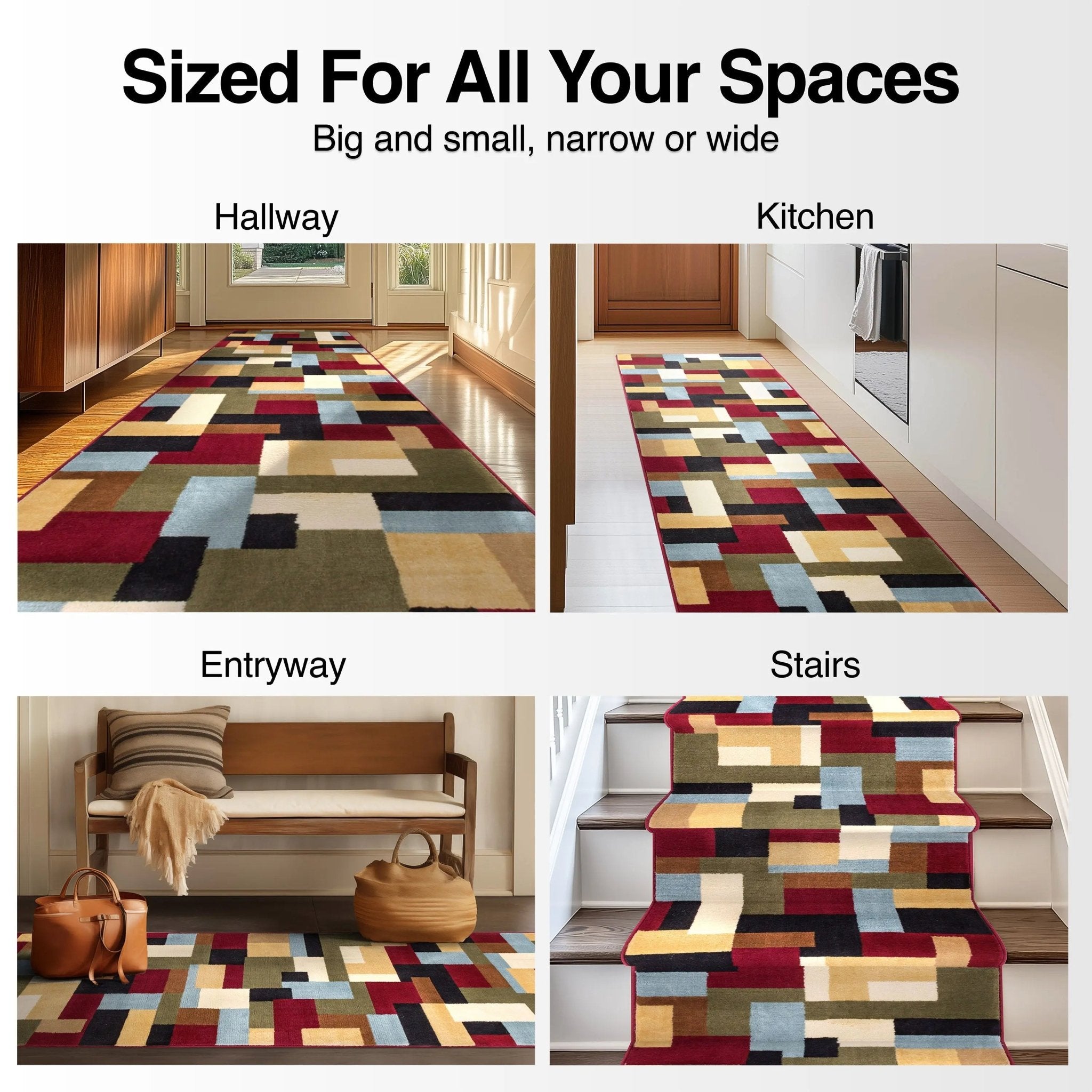 River Custom Size Runner Modern Red 27 Inch Wide x Choose Your Length Hallway Runner Rug Well Woven