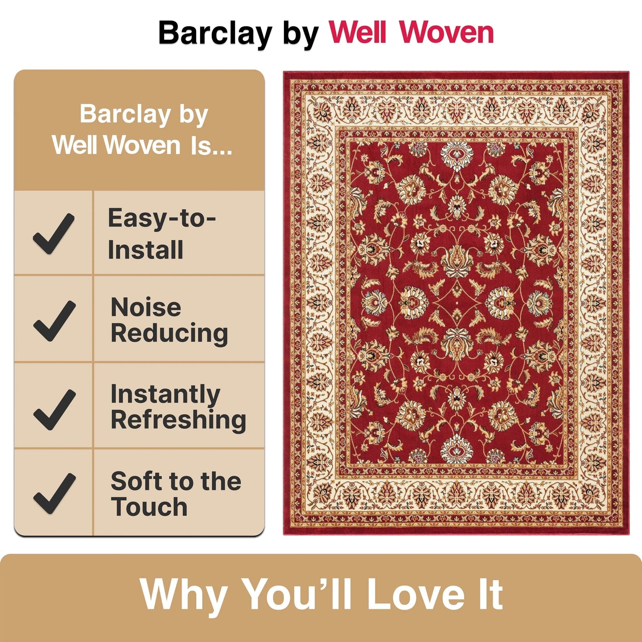 Sarouk Red Traditional Rug - Well Woven