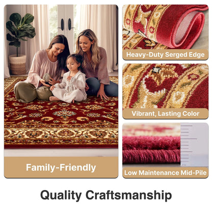 Sarouk Red Traditional Rug Well Woven