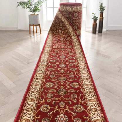 Sarouk Custom Size Runner Traditional Red 27 Inch Wide x Choose Your Length Hallway Runner Rug Well Woven