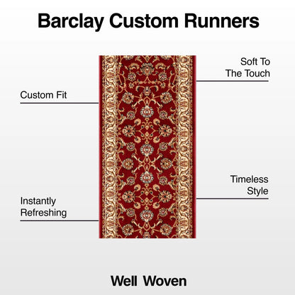 Sarouk Custom Size Runner Traditional Red 27 Inch Wide x Choose Your Length Hallway Runner Rug Well Woven