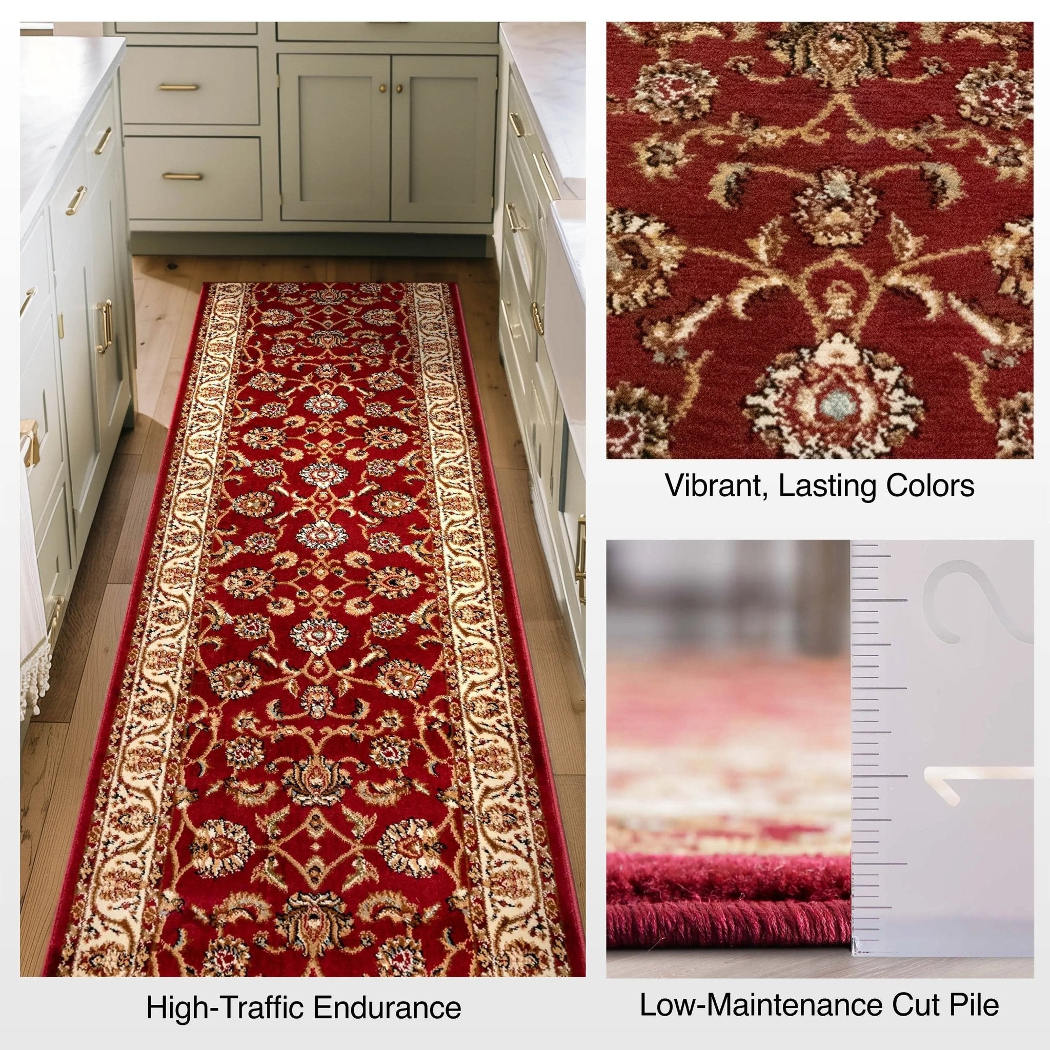 Sarouk Custom Size Runner Traditional Red 27 Inch Wide x Choose Your Length Hallway Runner Rug Well Woven