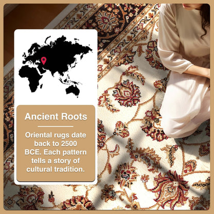 Sarouk Ivory Traditional Rug Well Woven