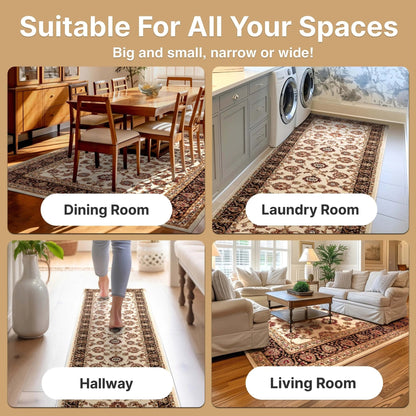 Sarouk Ivory Traditional Rug Well Woven