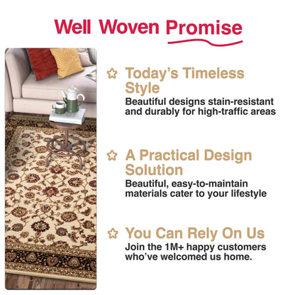 Sarouk Ivory Traditional Rug Well Woven