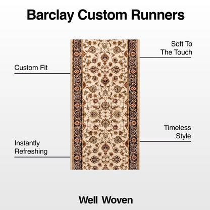 Sarouk Custom Size Runner Traditional Ivory 27 Inch Wide x Choose Your Length Hallway Runner Rug Well Woven