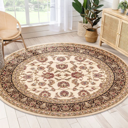 Sarouk Ivory Traditional Rug Well Woven