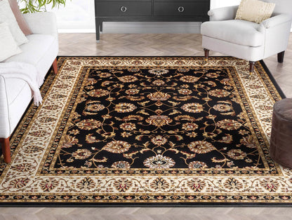 Sarouk Black Traditional Rug Well Woven