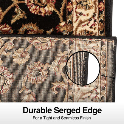 Sarouk Custom Size Runner Traditional Black 27 Inch Wide x Choose Your Length Hallway Runner Rug Well Woven