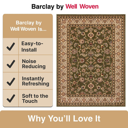 Sarouk Green Traditional Rug Well Woven