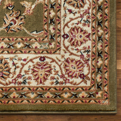 Sarouk Green Traditional Rug Well Woven