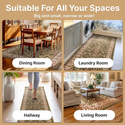 Sarouk Green Traditional Rug Well Woven