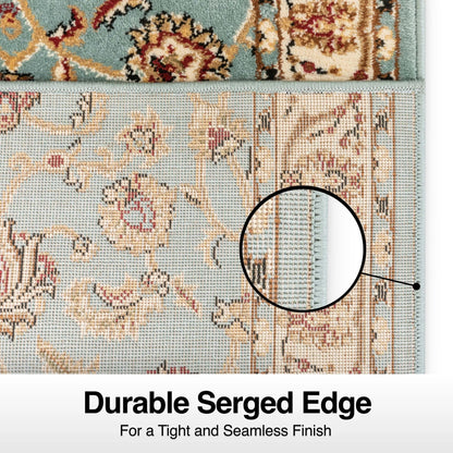 Sarouk Custom Size Runner Traditional Light Blue 27 Inch Wide x Choose Your Length Hallway Runner Rug Well Woven