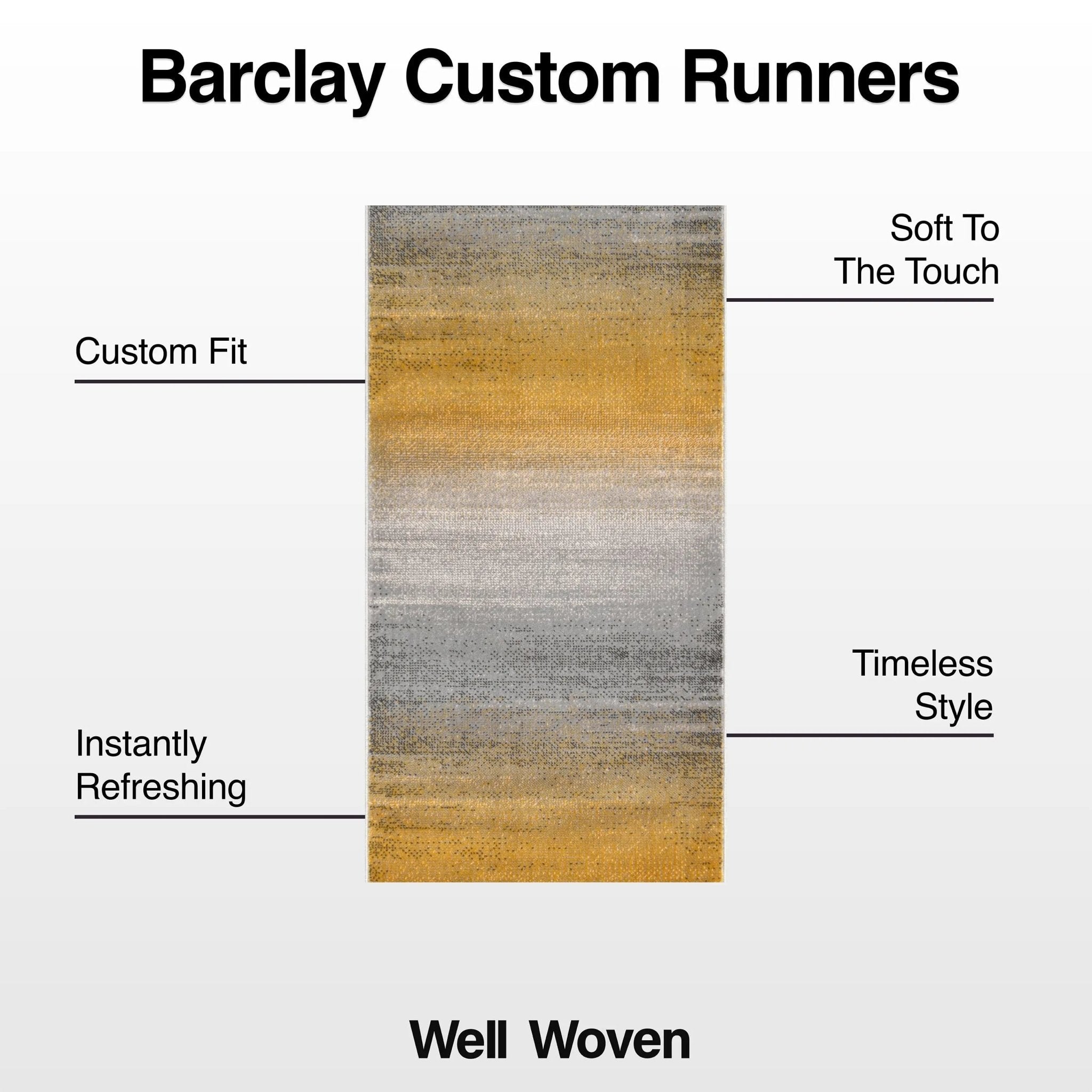 Custom Size Runner Emine Abstract Ombre Modern Yellow 27 Inch Wide x Choose Your Length Hallway Runner Rug Well Woven