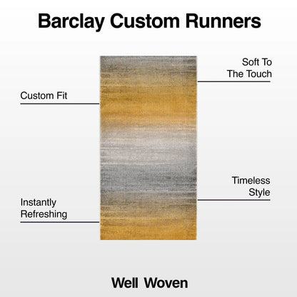 Custom Size Runner Emine Abstract Ombre Modern Yellow 27 Inch Wide x Choose Your Length Hallway Runner Rug Well Woven