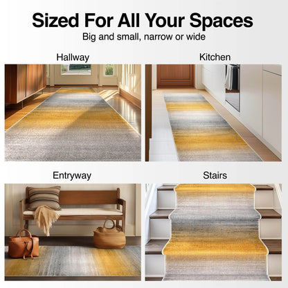 Custom Size Runner Emine Abstract Ombre Modern Yellow 27 Inch Wide x Choose Your Length Hallway Runner Rug Well Woven