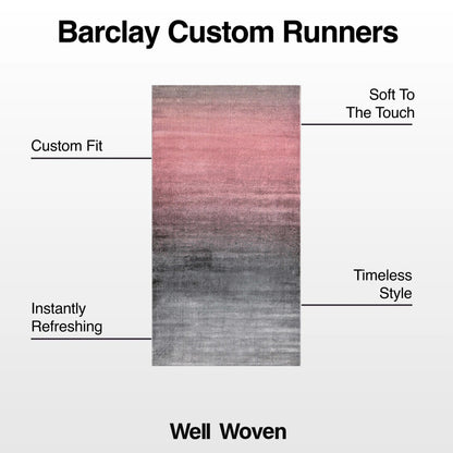 Custom Size Runner Emine Abstract Ombre Modern Blush 27 Inch Wide x Choose Your Length Hallway Runner Rug Well Woven