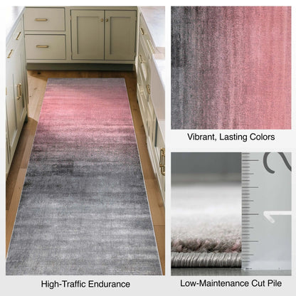 Custom Size Runner Emine Abstract Ombre Modern Blush 27 Inch Wide x Choose Your Length Hallway Runner Rug Well Woven