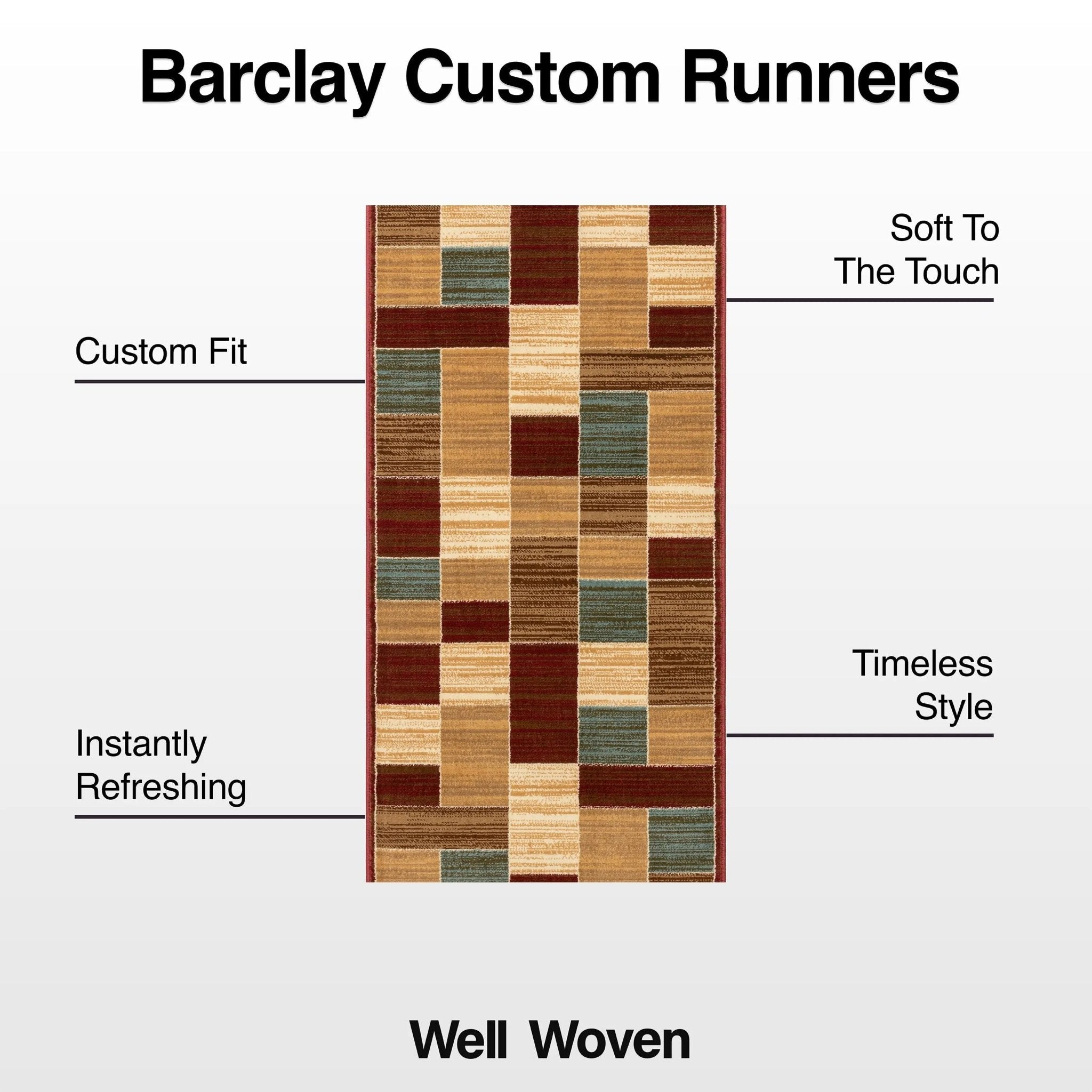 Custom Size Runner Yaren Geometric  Modern Red 27 Inch Wide x Choose Your Length Hallway Runner Rug Well Woven