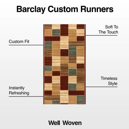 Custom Size Runner Yaren Geometric  Modern Red 27 Inch Wide x Choose Your Length Hallway Runner Rug Well Woven