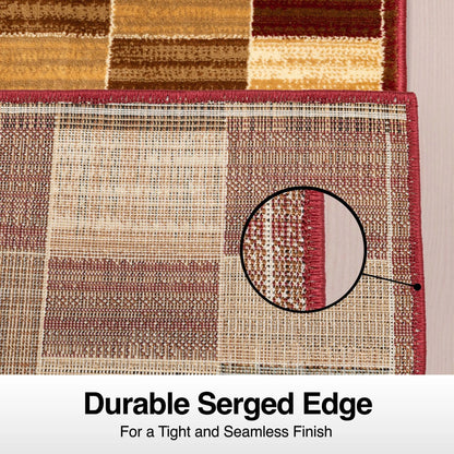 Custom Size Runner Yaren Geometric  Modern Red 27 Inch Wide x Choose Your Length Hallway Runner Rug Well Woven