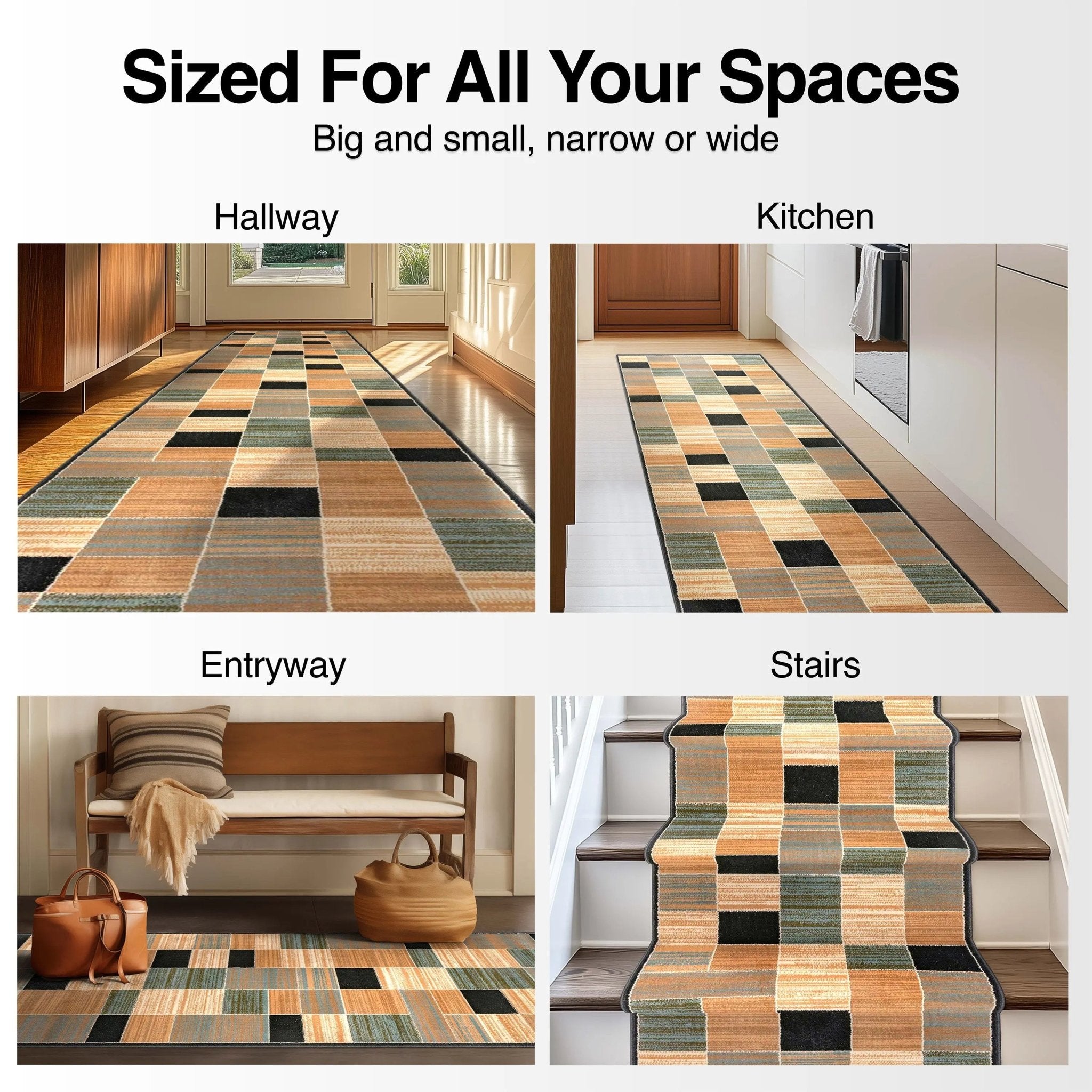 Custom Size Runner Yaren Geometric  Modern Blue 27 Inch Wide x Choose Your Length Hallway Runner Rug Well Woven