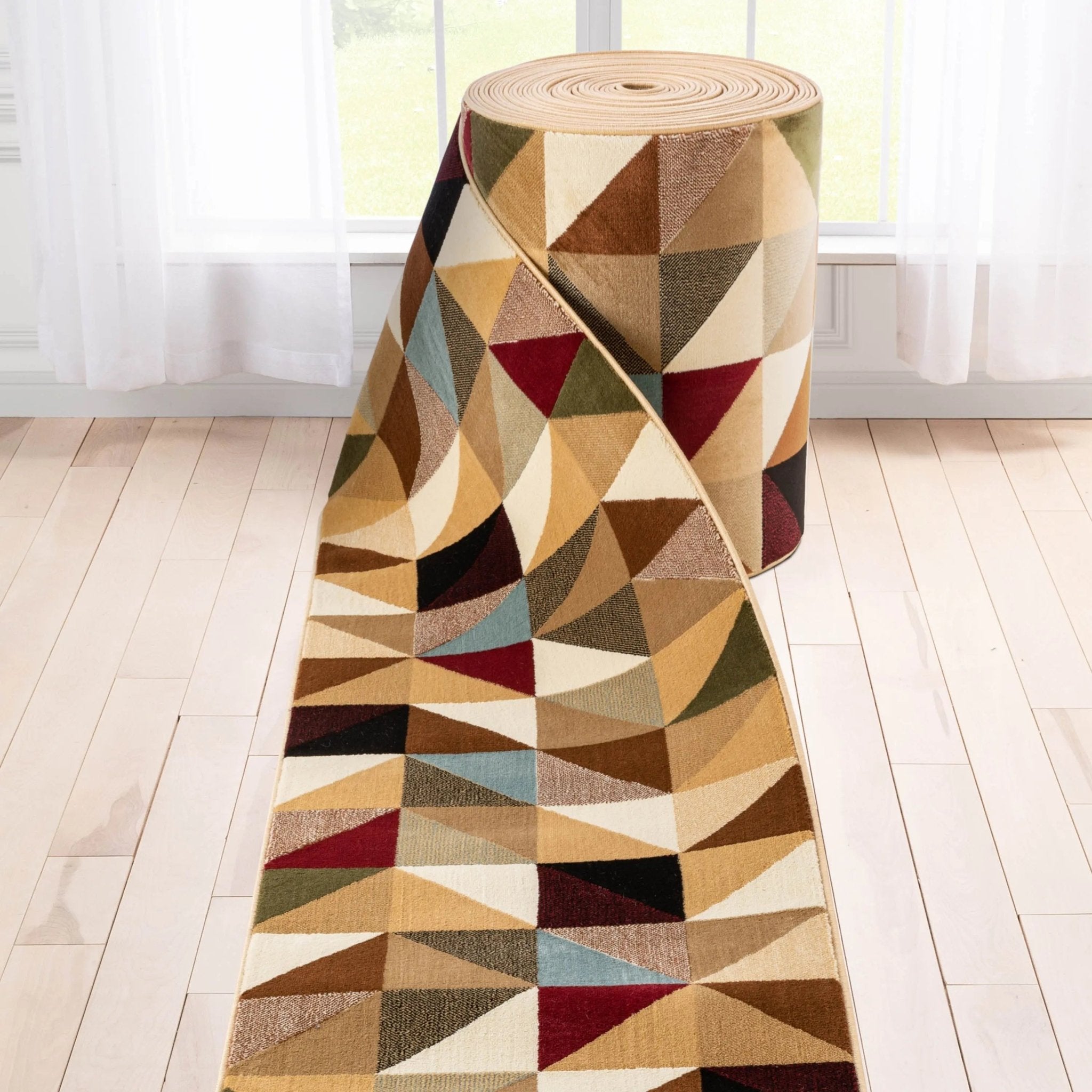 Custom Size Runner Yaren Geometric  Modern Ivory Multi 27 Inch Wide x Choose Your Length Hallway Runner Rug Well Woven
