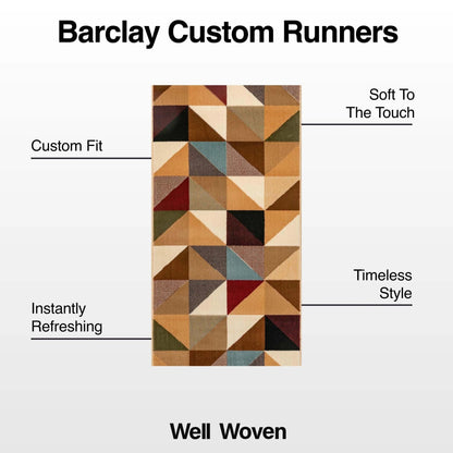 Custom Size Runner Yaren Geometric  Modern Ivory Multi 27 Inch Wide x Choose Your Length Hallway Runner Rug Well Woven