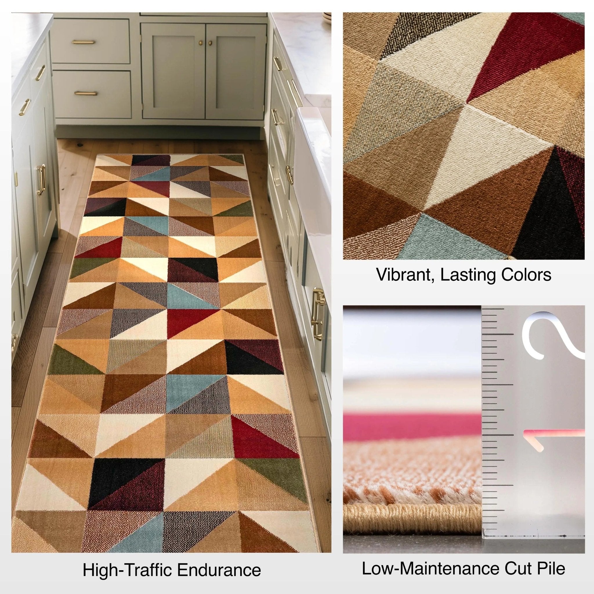 Custom Size Runner Yaren Geometric  Modern Ivory Multi 27 Inch Wide x Choose Your Length Hallway Runner Rug Well Woven