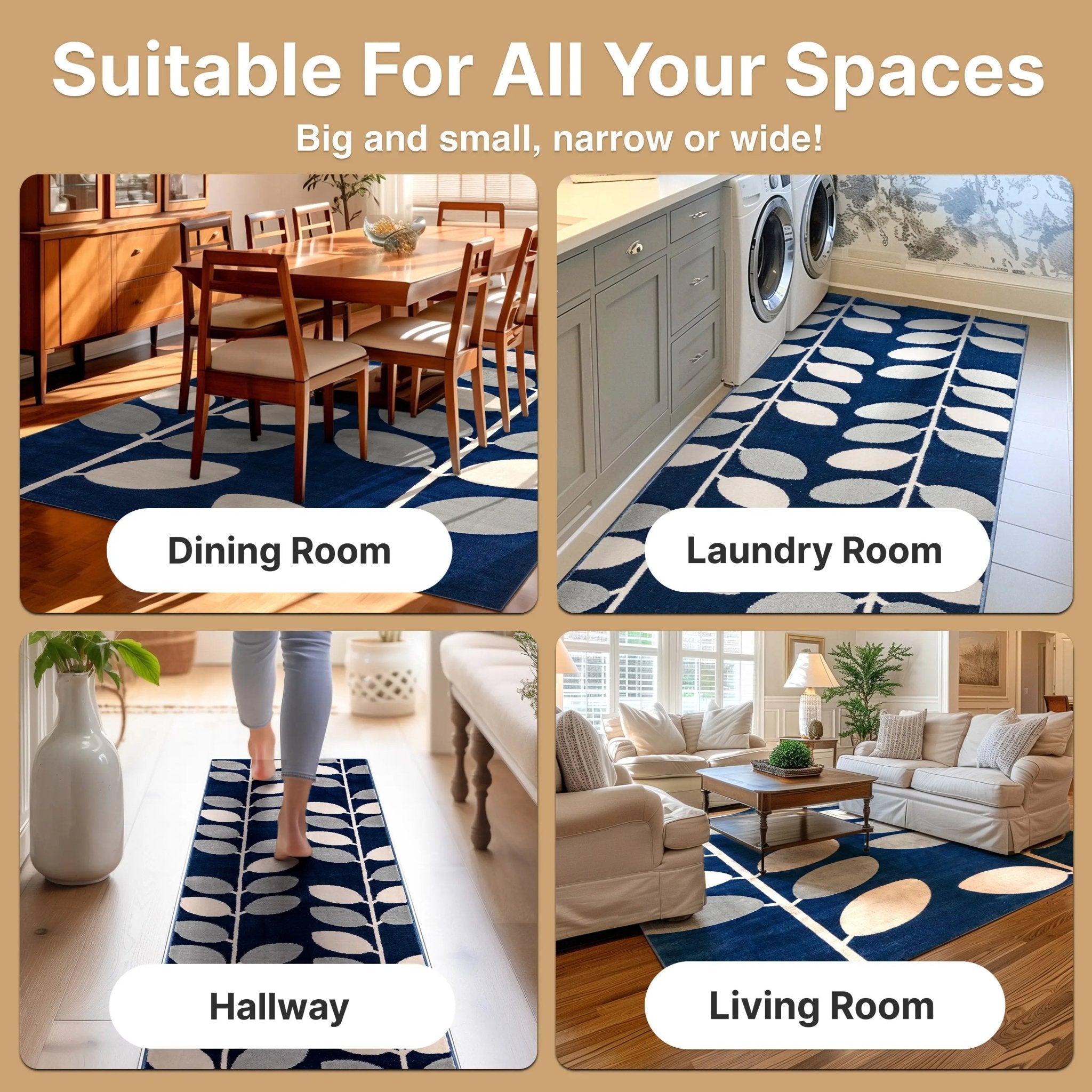 Belinay Botanical Leaves Pattern Rug Well Woven