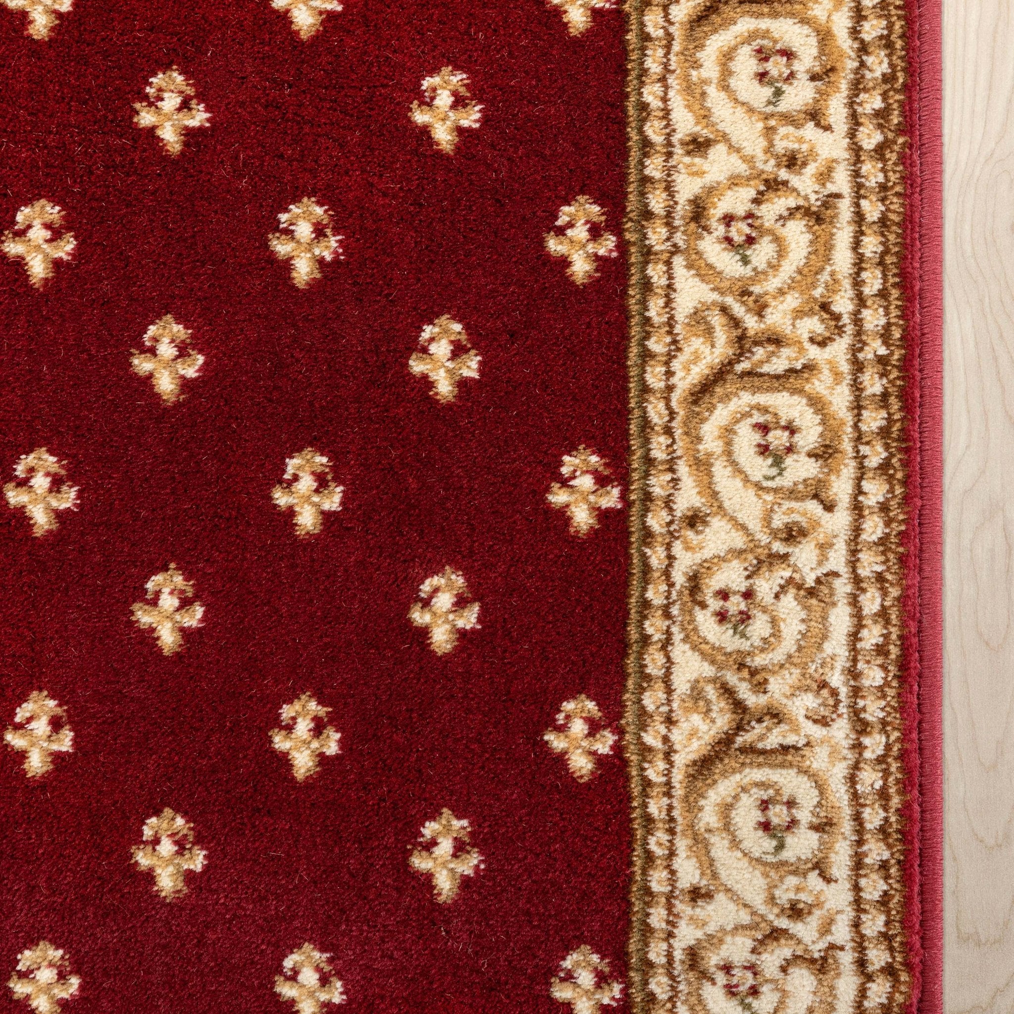 Custom Size Hallway & Stair Runner Fleur de Lis Traditional Red 27 Inch Wide x Choose Your Custom Length Runner Rug Well Woven