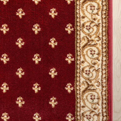 Custom Size Hallway & Stair Runner Fleur de Lis Traditional Red 27 Inch Wide x Choose Your Custom Length Runner Rug Well Woven