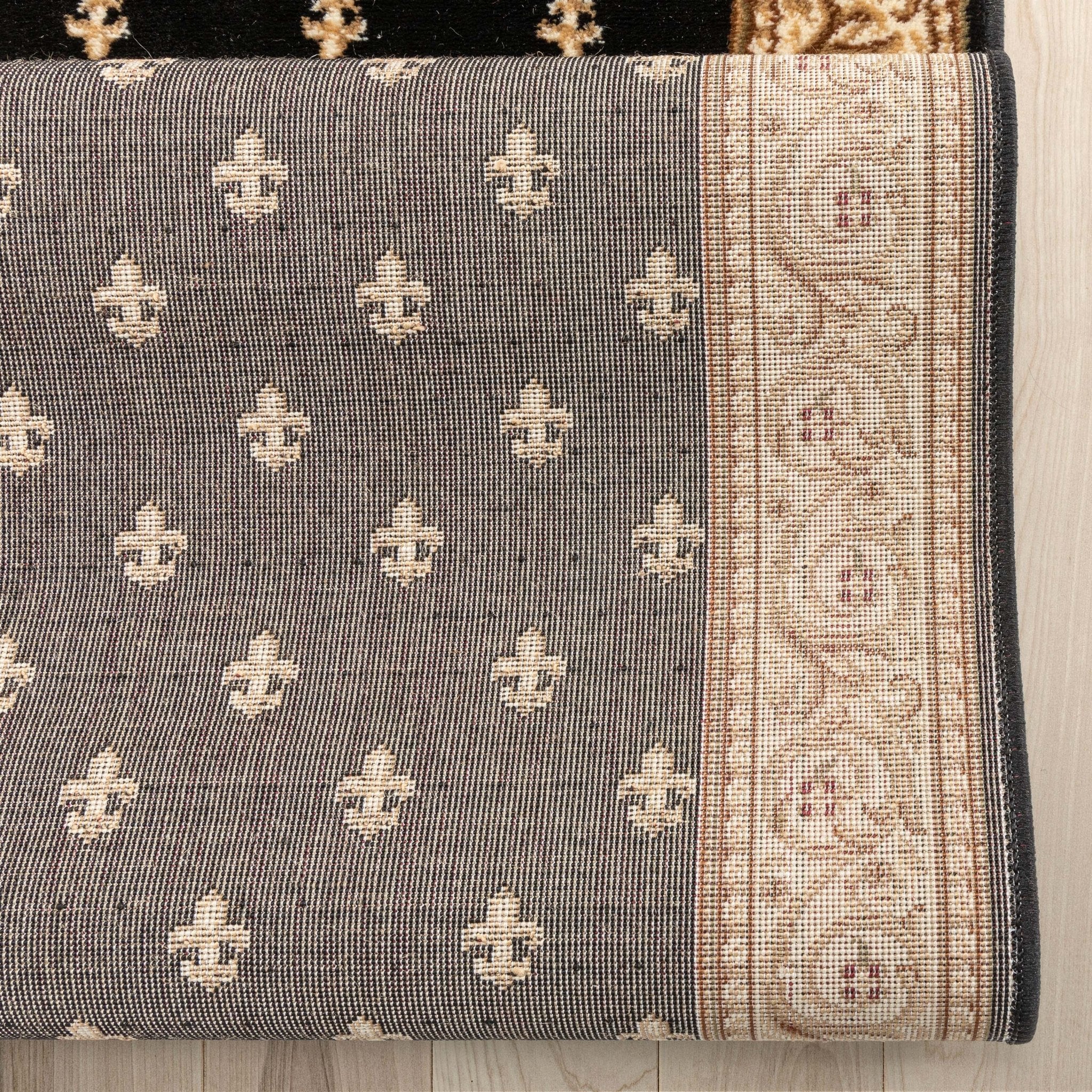 Custom Size Hallway & Stair Runner Fleur de Lis Traditional Black  27 Inch Wide x Choose Your Custom Length Runner Rug Well Woven