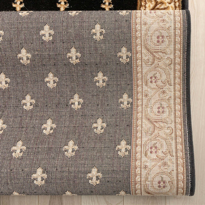 Custom Size Hallway & Stair Runner Fleur de Lis Traditional Black  27 Inch Wide x Choose Your Custom Length Runner Rug Well Woven