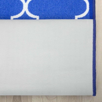 Brooklyn Trellis Custom Size Runner Modern Blue Select Your Width x Choose Your Length Machine Washable Hallway Runner Rug Well Woven