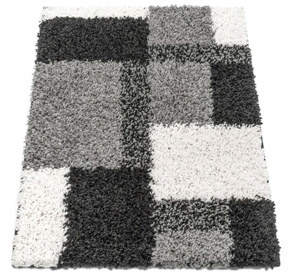 Cubes Black Contemporary Rug - Well Woven - Grey and white rug details