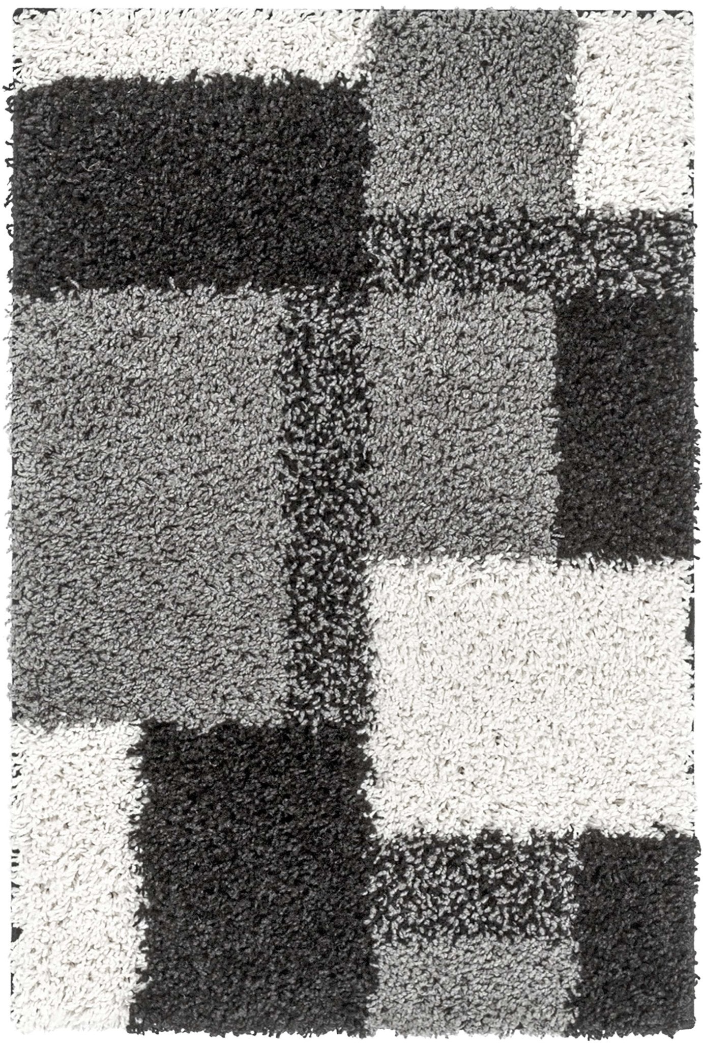 Cubes Black Contemporary Rug - Well Woven - Grey and white shag rug overhead
