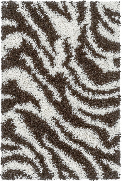 7038 - Zebra patterned rug with brown and white stripes