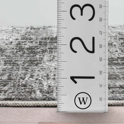 Custom Size Runner Mirabelle Abstract Light Grey Choose Your Width x Choose Your Length Runner Rug - Perfect For Hallway, Stairs & Kitchen Well Woven