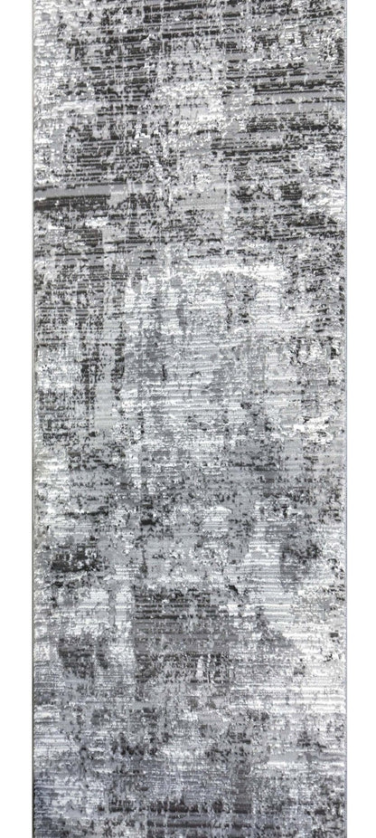 Custom Size Runner Mirabelle Abstract Light Grey Choose Your Width x Choose Your Length Runner Rug - Perfect For Hallway, Stairs & Kitchen Well Woven