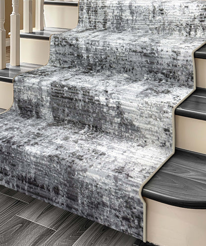 Custom Size Runner Mirabelle Abstract Light Grey Choose Your Width x Choose Your Length Runner Rug - Perfect For Hallway, Stairs & Kitchen Well Woven