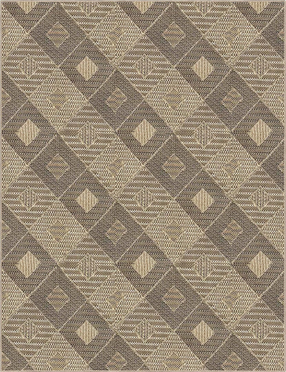 Heritage Diamond Pattern Indoor Outdoor Natural Brown Textured Rug AL-272 - Well Woven - Overhead