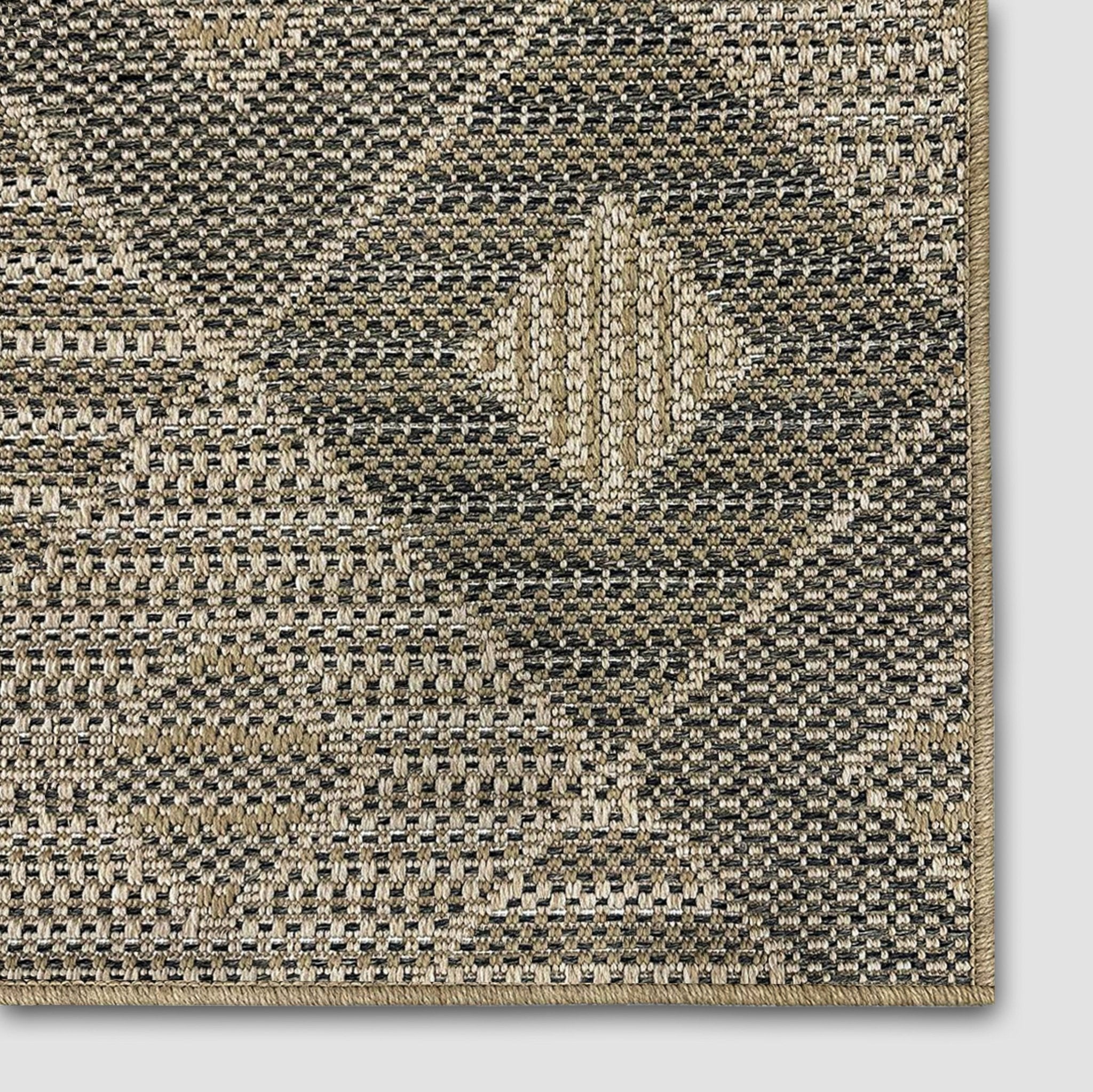 Heritage Diamond Pattern Indoor Outdoor Natural Brown Textured Rug AL-272 - Well Woven - Rug Corner