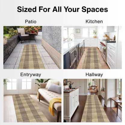 Alto Plaid Custom Size Indoor/Outdoor Runner 27 Inches Width x Choose Your Runner Length - Well Woven - Indoors and Outdoors