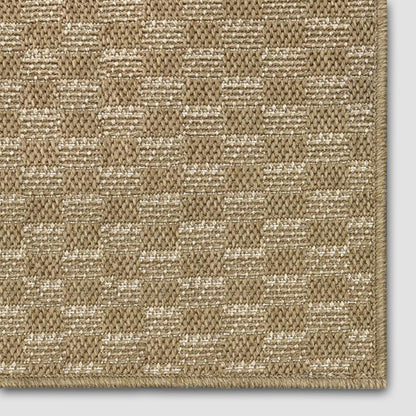 Alto Textures Custom Outdoor/Indoor Flat-Pile Rug - Personalized Sizes, Easy Maintenance - Well Woven - Natural - Corner