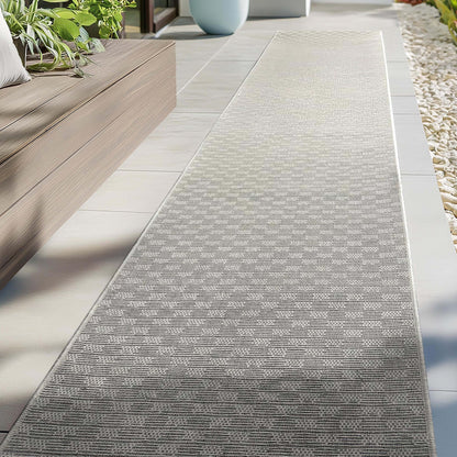 Alto Textures Custom Size Indoor/Outdoor Runner 27 Inches Width x Choose Your Runner Length - Well Woven - Grey sidewalk rug