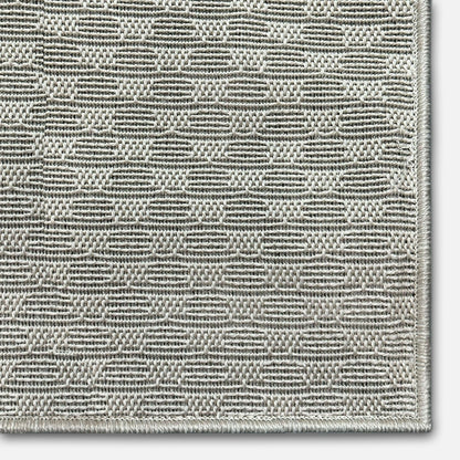 Alto Textures Custom Outdoor/Indoor Flat-Pile Rug - Personalized Sizes, Easy Maintenance - Well Woven - Grey Rug corner