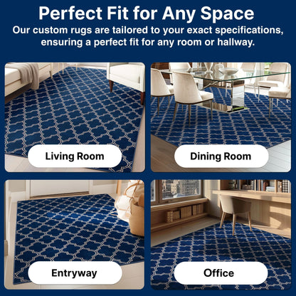 Nantucket Trellis Custom-Made Rug, Made to Order, High-Quality, Elegant Blue Design Area Rug - Well Woven - Made-to-measure rug