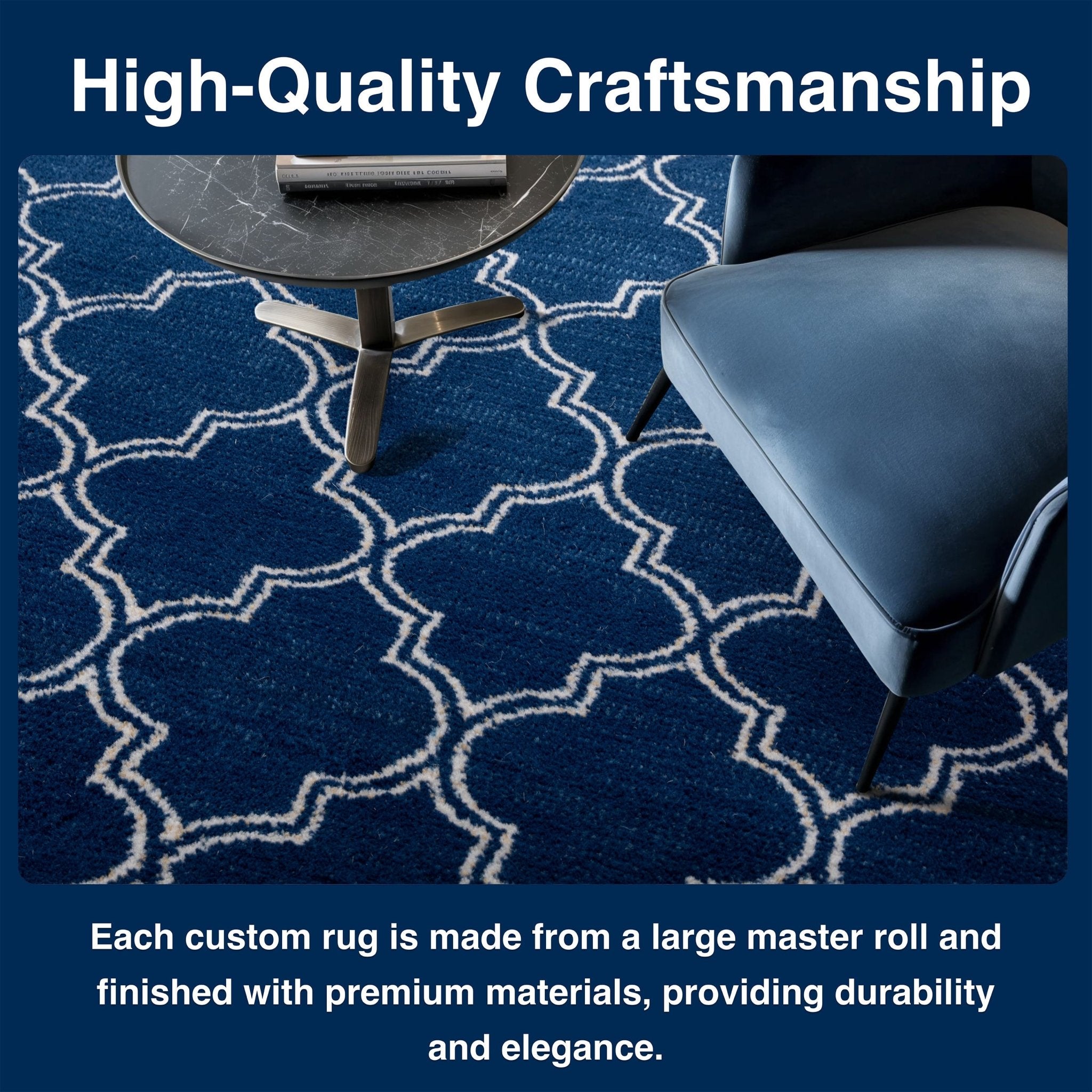 Nantucket Trellis Custom-Made Rug, Made to Order, High-Quality, Elegant Blue Design Area Rug - Well Woven - Blue custom rug